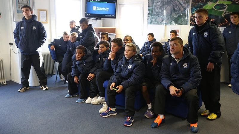 Black Aces Academy players at Manchester City Football Academy